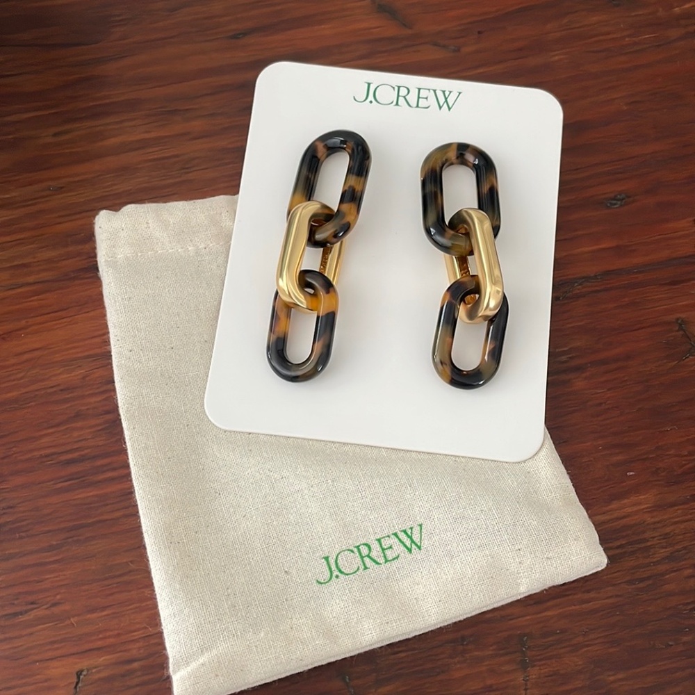 J. Crew Tortoise Link Earrings NWT $68